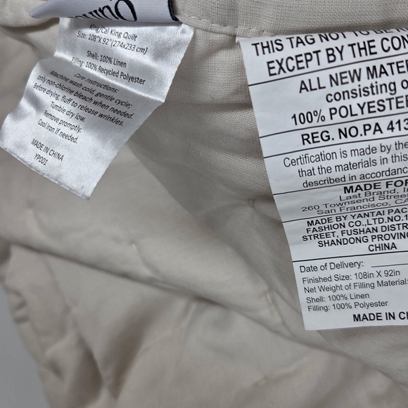 NWT QUINCE European Linen Dream Quilt King/Cal King Sand 4241 - Picture 8 of 9